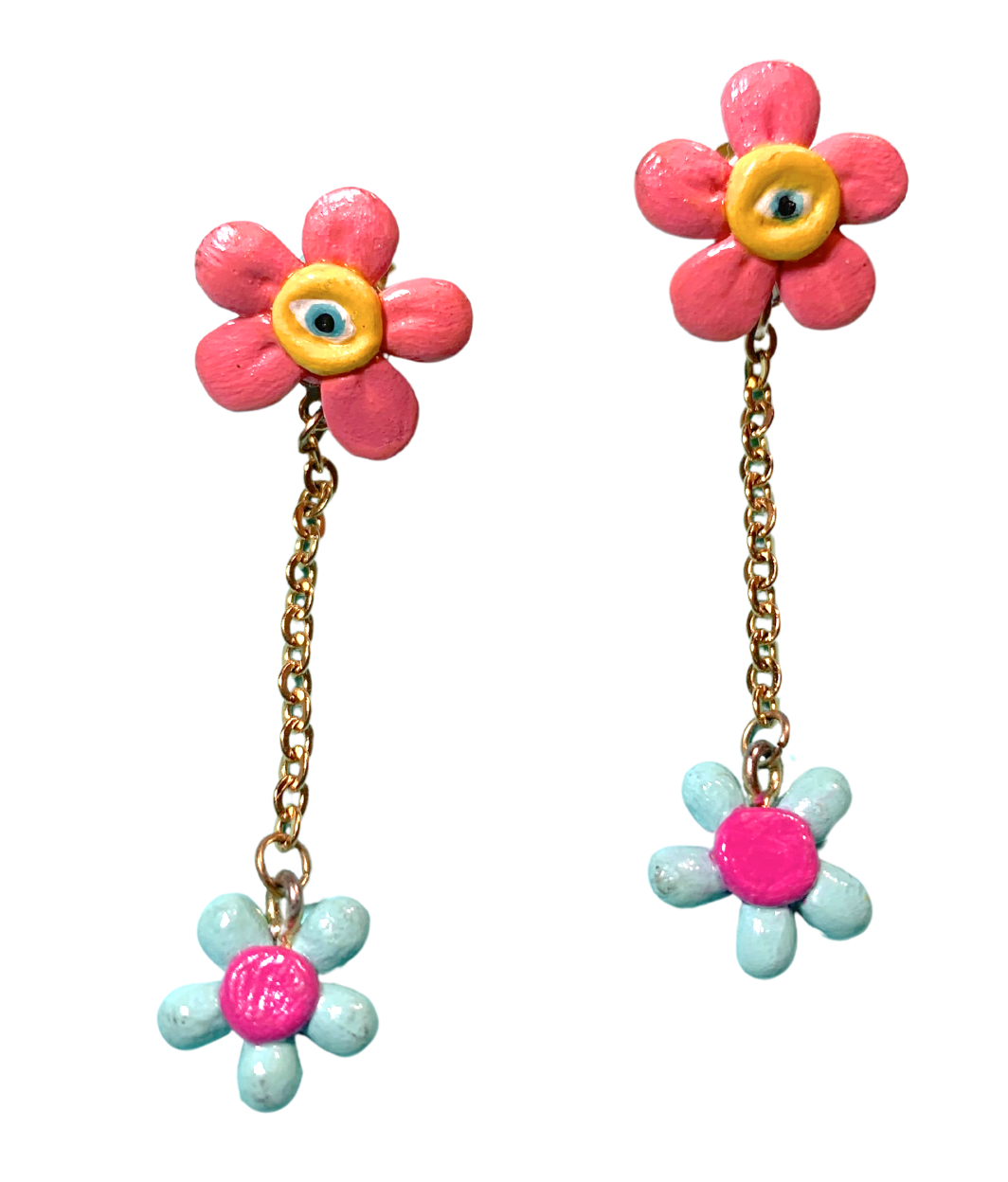 Funky Flower Earrings (Pink)