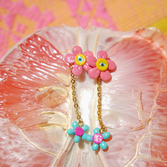 Funky Flower Earrings (Pink)