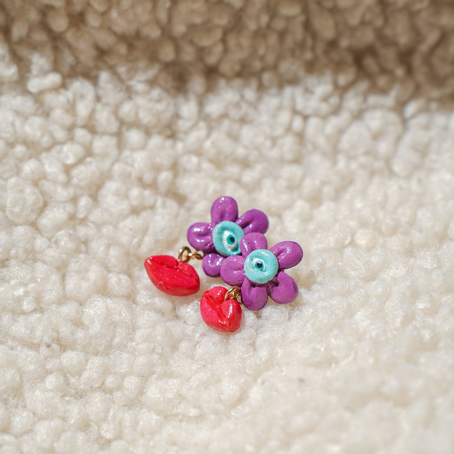 Flower and Lips Earrings