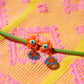 Funky Flower Earrings (Orange and Blue)